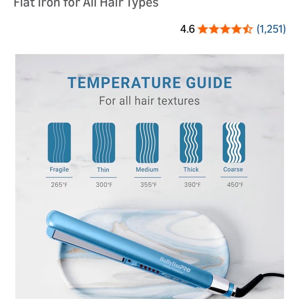 BaBylissPRO Nano Titanium 1" Blue Flat Iron - Picture 6 of 8